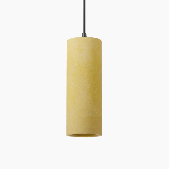Pendente cilíndrico longo de concreto amarelo