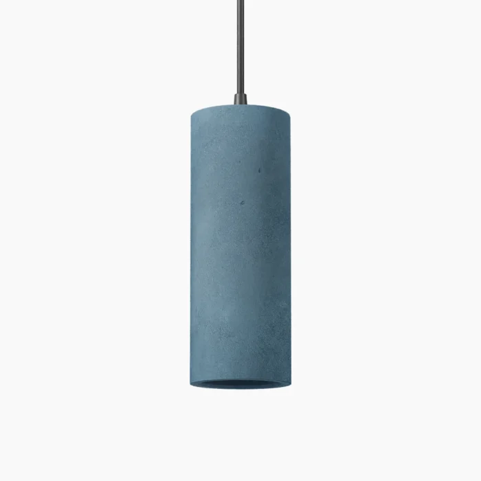 Pendente cilíndrico longo de concreto azul