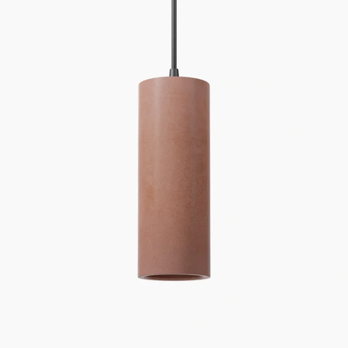 Pendente cilíndrico longo de concreto terracota