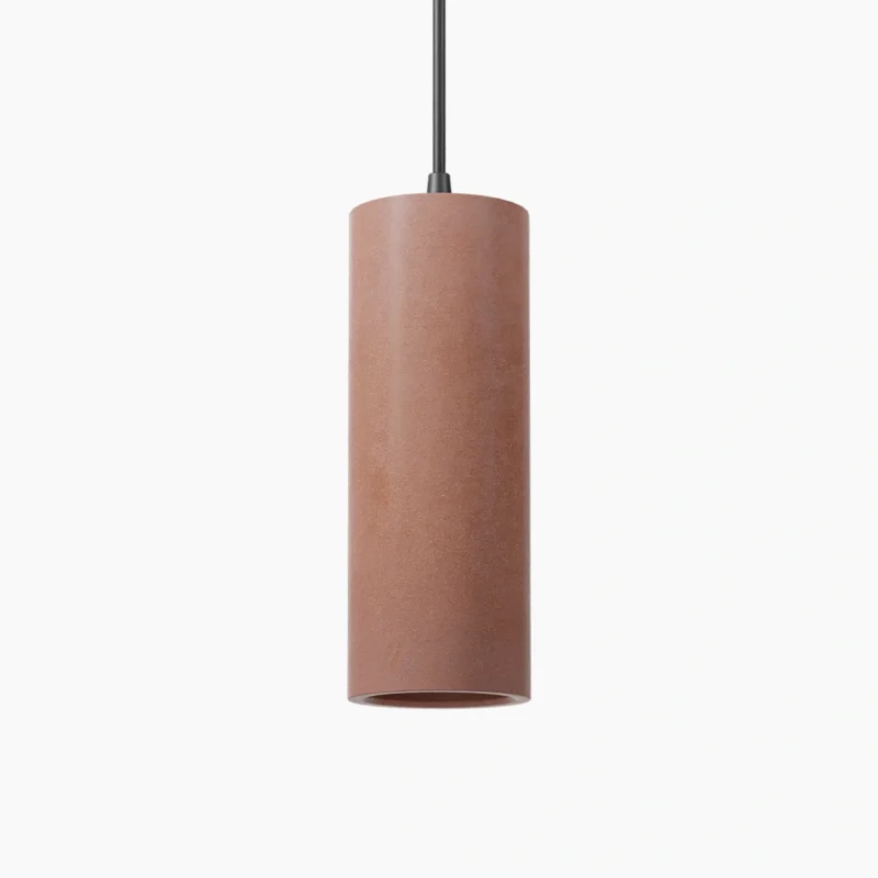 Pendente cilíndrico longo de concreto terracota