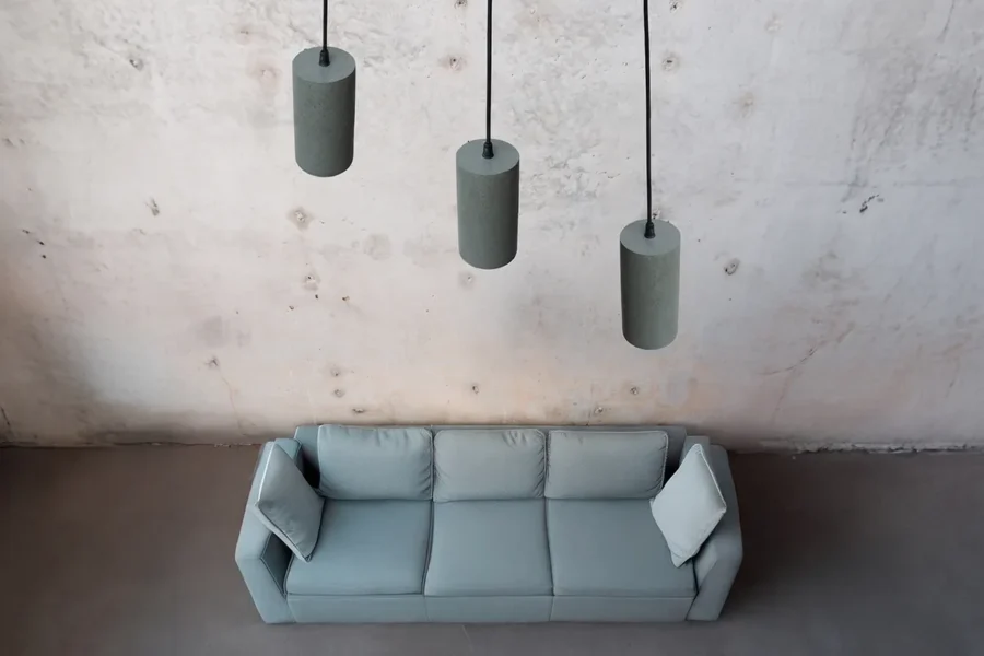 Pendente cilíndrico de concreto verde