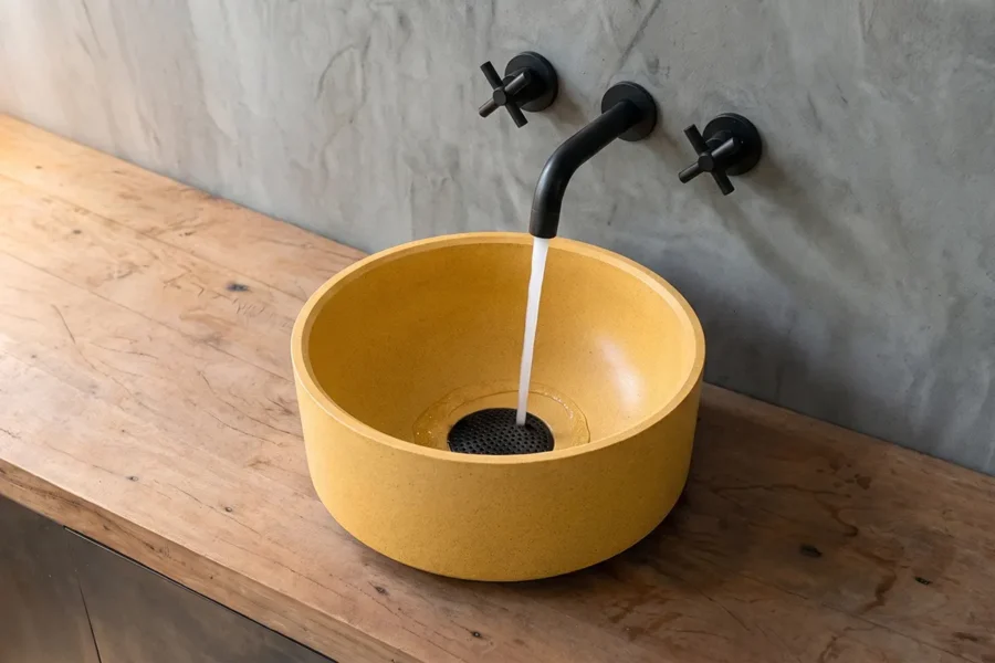 Cuba cilíndrica Chanfrada de concreto amarelo